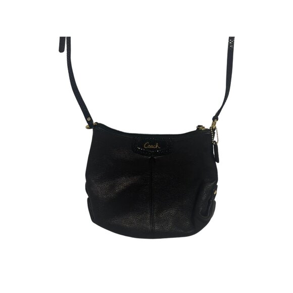 Coach Madison Black Pebbled Leather Small Crossbody Gold Hardware/Snakeskin Trim - Picture 6 of 9